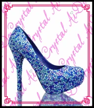 Aidocrystal 2016 Handgefertigte Mode Blau Strass Dünne High Heels Heiße Frau Schuhe frauen Pumpen