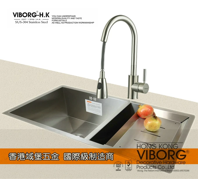 VIBORG Deluxe 304 из нержавеющей стали, без свинца, выдвижной спрей, кухонный кран, смеситель, вытяжной распылитель, кухонный кран, новая модель