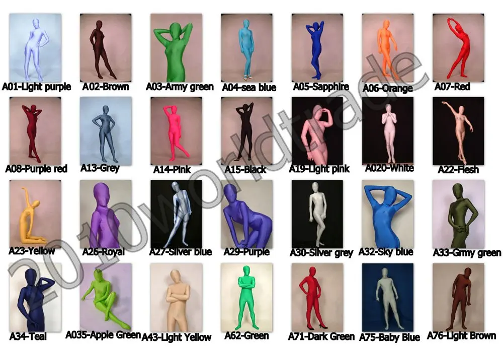 Full Body Lycra Spandex Zentai Silver Blue Bodysuit Adult Size S/M/L/XL/XXL A025