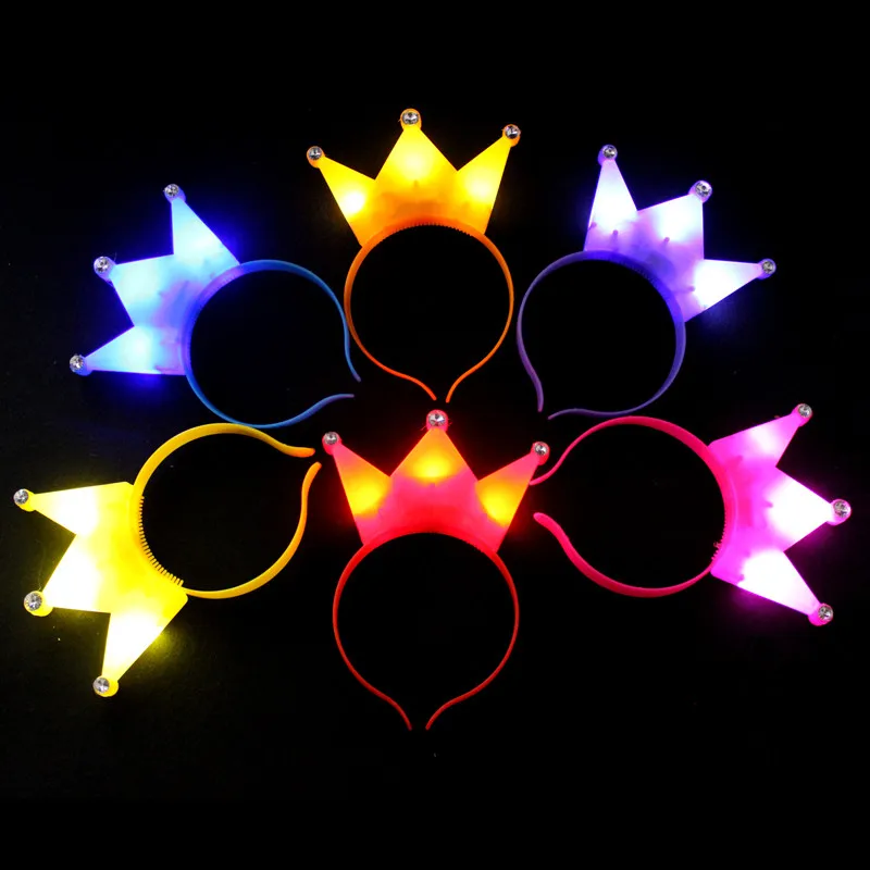 

12pcs/lot Glow light Crown Xmas led light headwear for birthday party xmas decoration colorful led headband children gift