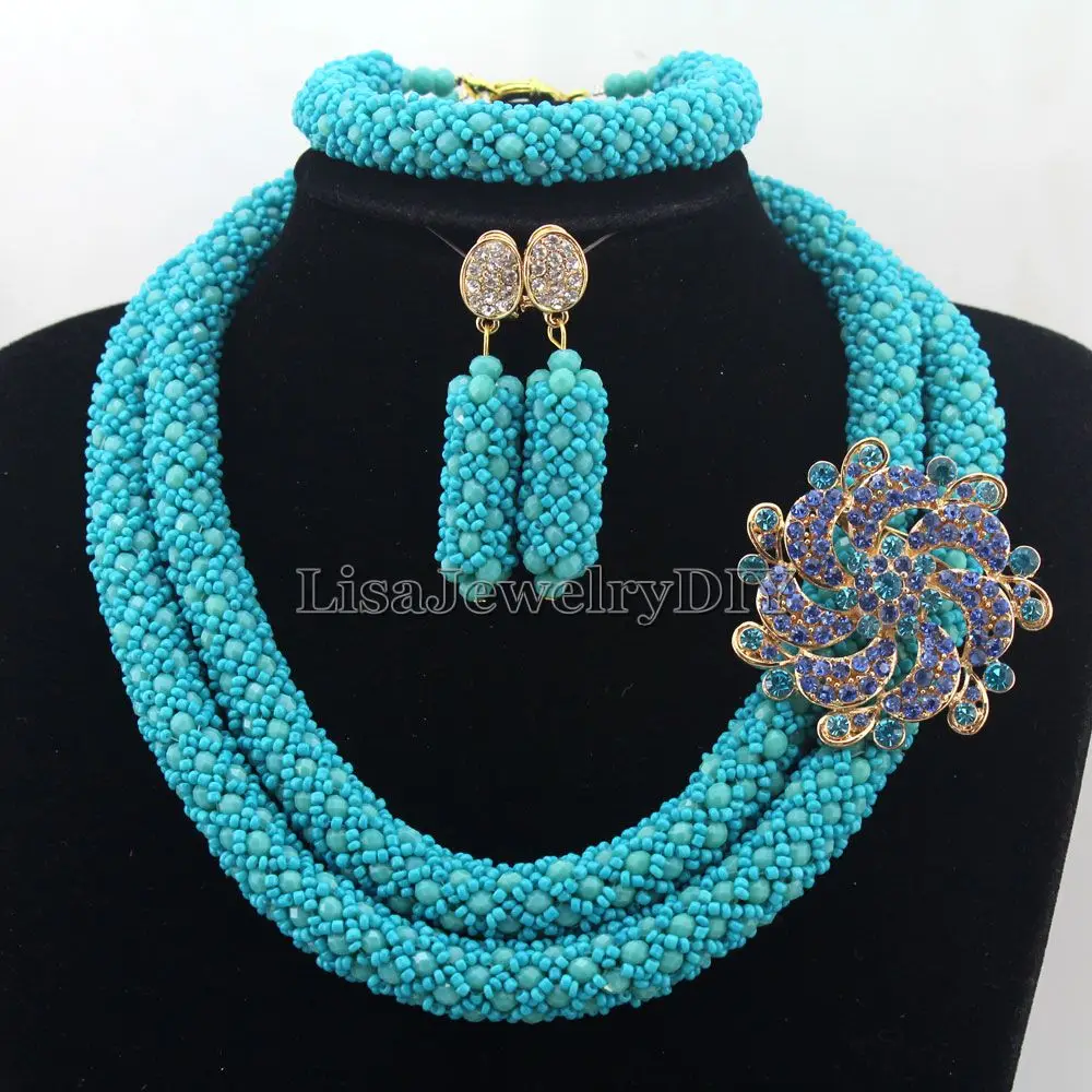 

Nigerian Statement Necklace Wedding African Beads Jewelry Set Crystal Jewelry Set African Costume Jewelry Sets Beads HD7432