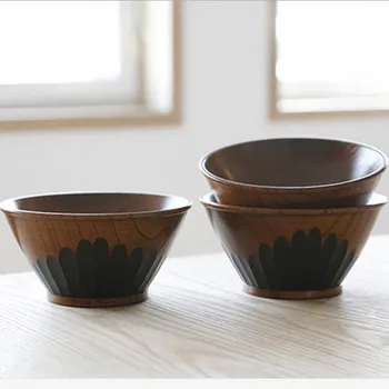 

Hand carved wooden bowl to put snacks and dessert Japanese style creative life