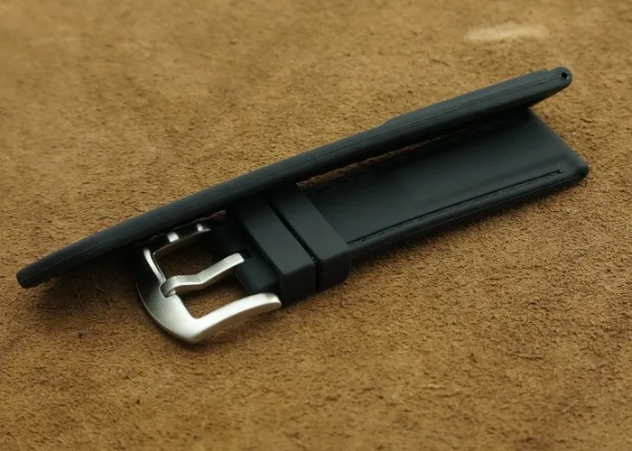 MAIKES Новое поступление 20 мм Высокое качество Черный силиконовый резиновый ремешок Модный повседневный дизайн Chrono Watch Band