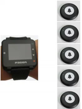 

Free shipping! Watch paging system, text message POCSAG pager, wireless buzzer, 5pc button, patient /waiter call