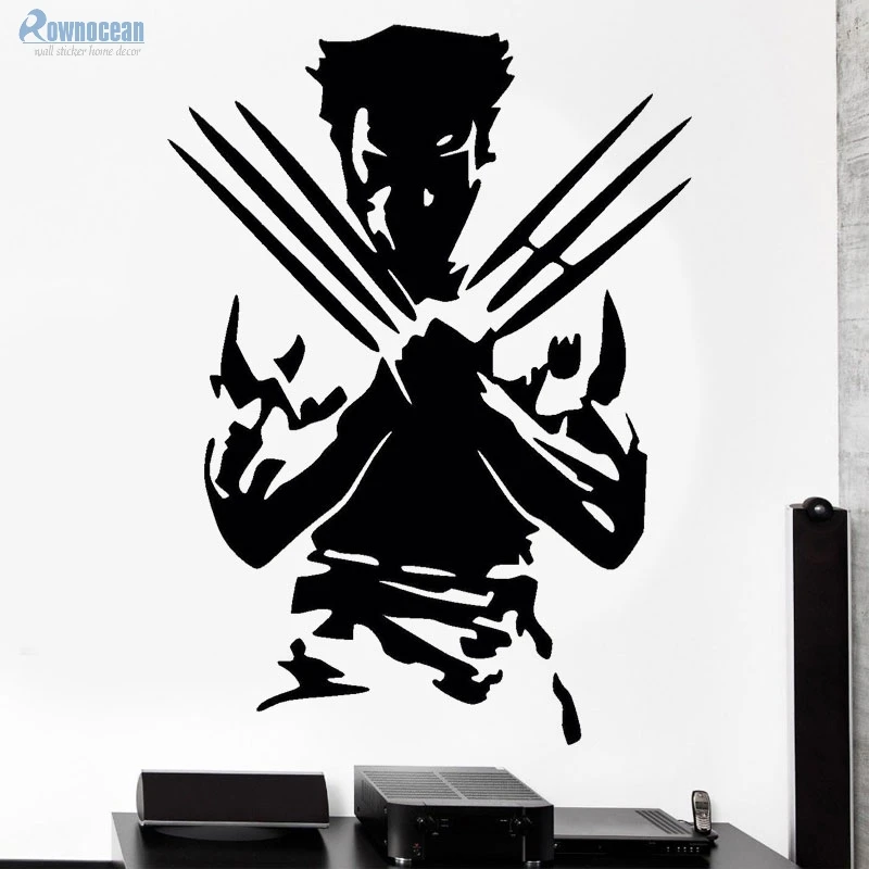 

ROWNOCEAM Movie Characters Wolverine X Man Wall Sticker Superhero Vinyl Decals Art Home Decor Living Room Mural Removable D539