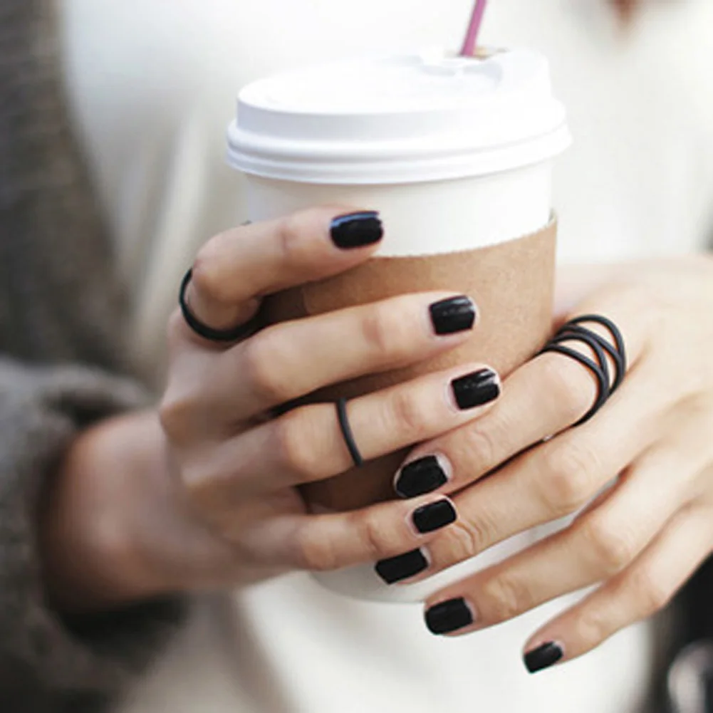 Набор черных женских колец средней длины в стиле панк 3 предмета|ring set|stack womenset rings |