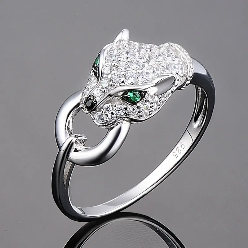 SANTUZZA серебряное кольцо с пантерой для женщин из чистого 925 пробы серебра креативное кольцо с кубическим цирконием кольца вечерние ювелирные изделия