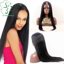 Silky straight glueless u part human hair wigs virgin Brazilian lace front wig with baby hair natural hairline for black women