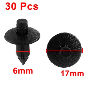 

X Autohaux 30 Pcs Black Plastic Splash Guard Moulding Bumper Clips 6Mm X 17Mm X 17Mm
