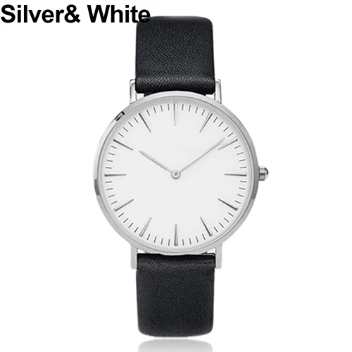 Для женщин Для мужчин Повседневное Роскошные Кварцевые аналоговые Искусственная кожа наручные часы - Цвет: Silver White