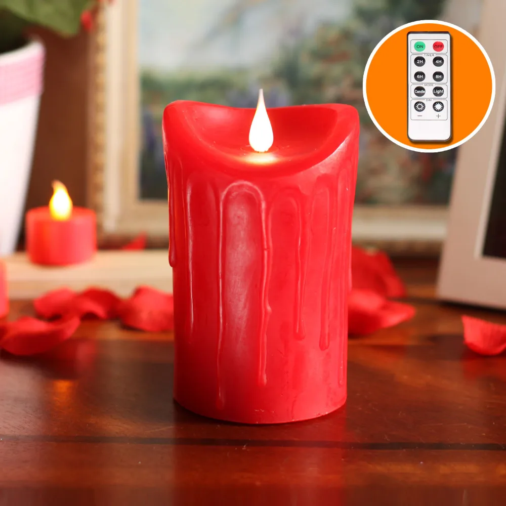 GiveU Pillar Candle 3D Flickering Candles with timer and remote,Battery