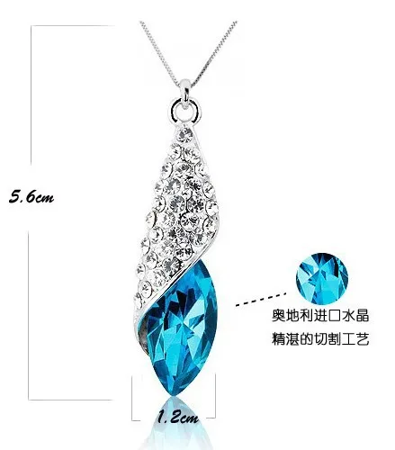 ООБ оптовая капли воды 18kt Белое золото Австрийские кристаллы моды кулон Серьги + ожерелье комплект ювелирных изделий 4156