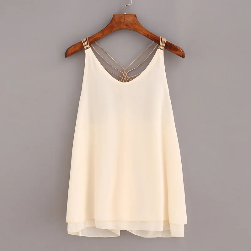 Fashion-Women-Tops-V-Neck-Backless-Cropped-Feminino-Beige-Chain-Strap-Chiffon-Cami-Top-Camisoles-Tank