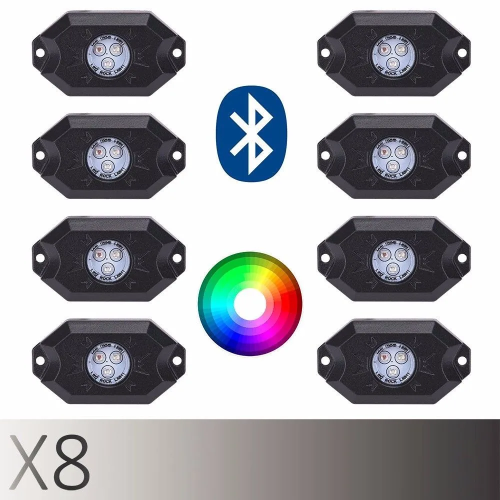 Очень классные RGB светодиодные горные фонари с контроллер Bluetooth, Функция времени, музыка режим-4/8 стручки многоцветный неоновый светодиодный фонарь комплект