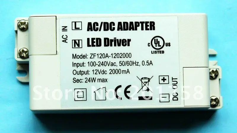 100 шт./лот, DC12V 2A 24 W светодиодный Мощность, светодиодный драйвер Мощность, 3528/5050 лампа с Мощность