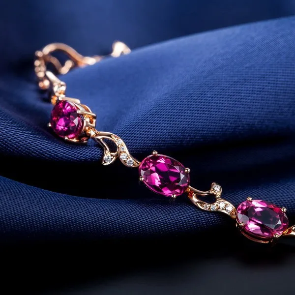Подарок на помолвку GVBORI 18 K розовое золото Природный красный турмалин драгоценный камень браслет для женщин ювелирные украшения Валентина