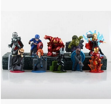 

Marvel Avengers 2 Age of Ultron Hulk thor lack Widow Vision Ultron Iron Man Captain America PVC Figures Toys 10pcs/set T3039