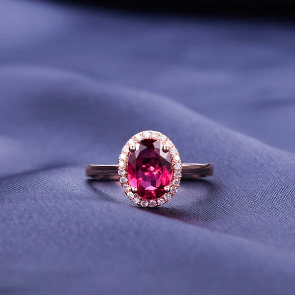 ZOCAI ЗОДИАК драгоценный камень пожарные знаки знаменитостей Природный 1.43CT RUBELLITE красный турмалин бриллиантовое коктейльное кольцо 18 К розовое золото W03412