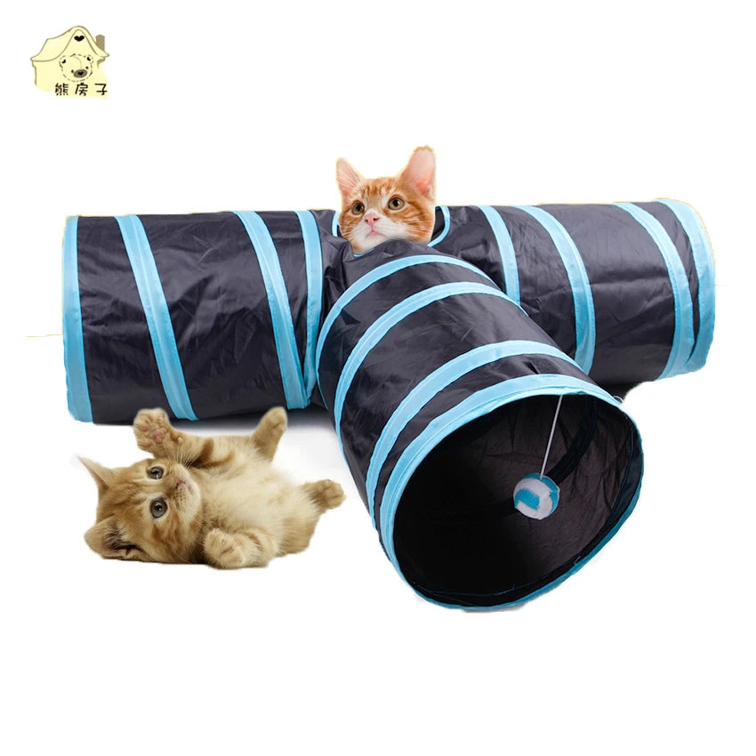 3 Way Cat Tunnel Collapsible Pet Toy Tunnel With Ball For Cat Puppy