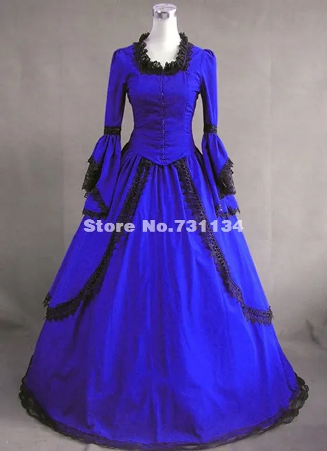 Индивидуальные элегантные и изящные Royal Blue Винтаж викторианской платье на продажу