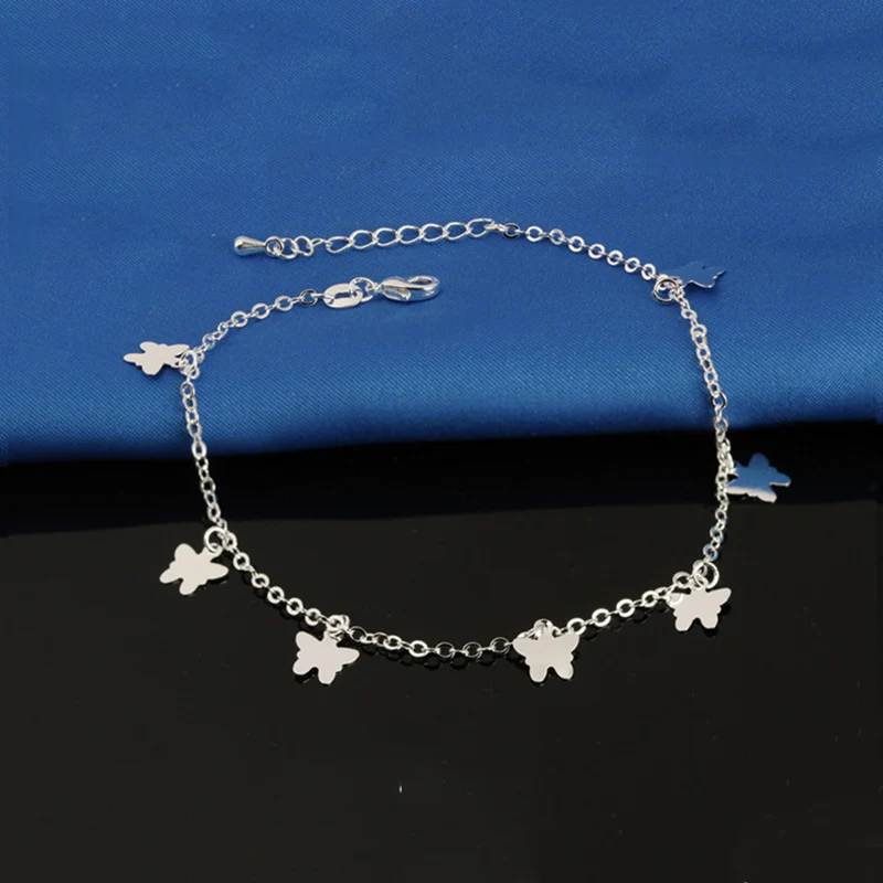 Anklets Female Butterfly Plated Silver Ankle Bracelets Jewelry Fashion
