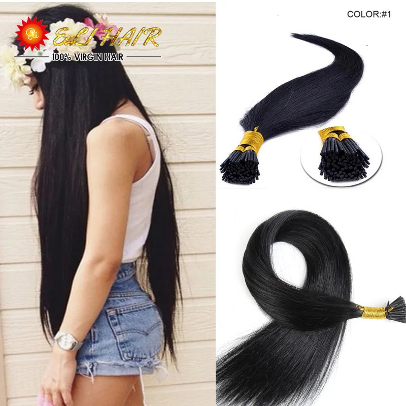 Black Brown Blond I Tip font b Hair b font 18 20 22 24 Keratin ITip