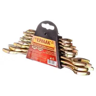 8 mm 22 mm НАБОР КЛЮЧЕЙ РОЖКОВЫХ "ЕРМАК" 6 предметов 8-19 мм, 8 предметов 8-22 мм, 12 предметов 8-32 мм, желтый цинк, пластик холдер - Цвет: 8 mm 22 mm