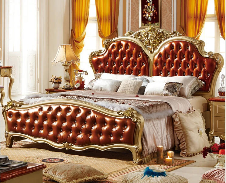 Latest model solid wood hand made carving bed 0311in Beds from Furniture on