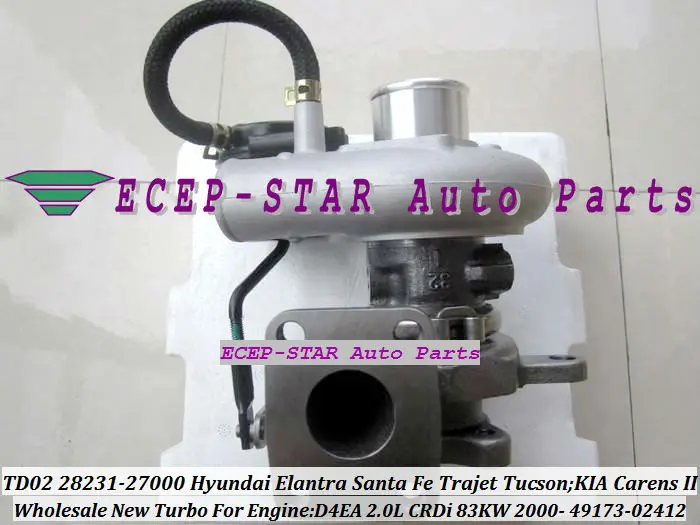 TD02 49173-02412 28231-27000 HYUNDAI Elantra Santa Fe Trajet Tucson KIA Carens II D4EA 2.0CRDi 83KW 2000- Turbocharger (1)