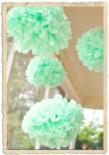 Мята 25 см/20 см/15 см 15 шт разных размеров папиросная бумага Pom Poms Цветочные шары