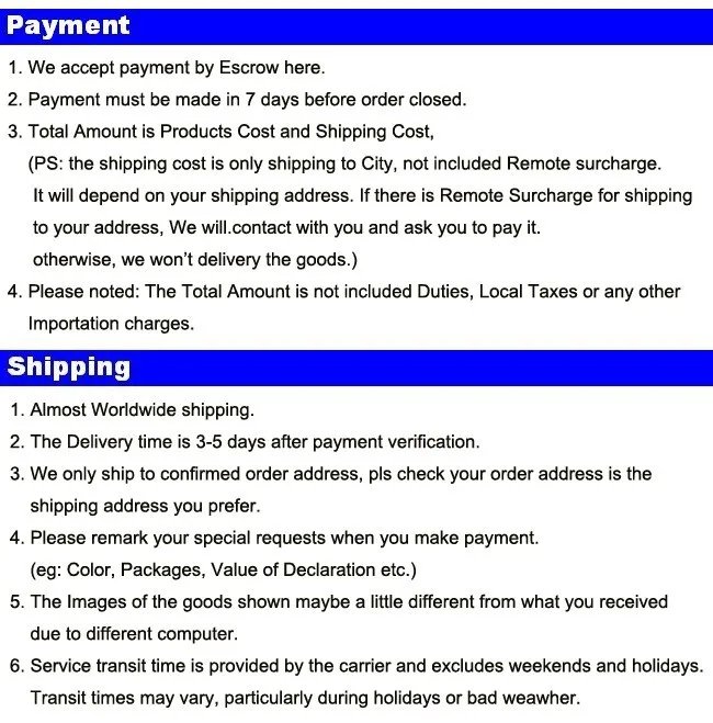 Payment & Shipping