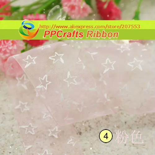 Лента PPCrafts 1-1/2 дюйма 38 мм со звездным принтом прозрачная лента из органзы 200yds/рулон для ремесленничество