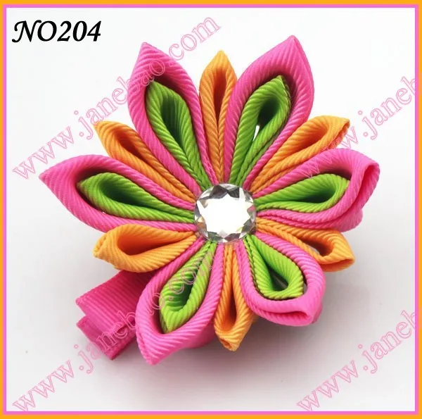 Новые 280 шт. " два слоя Kanzashi цветок заколки моды девушка Bow заколки