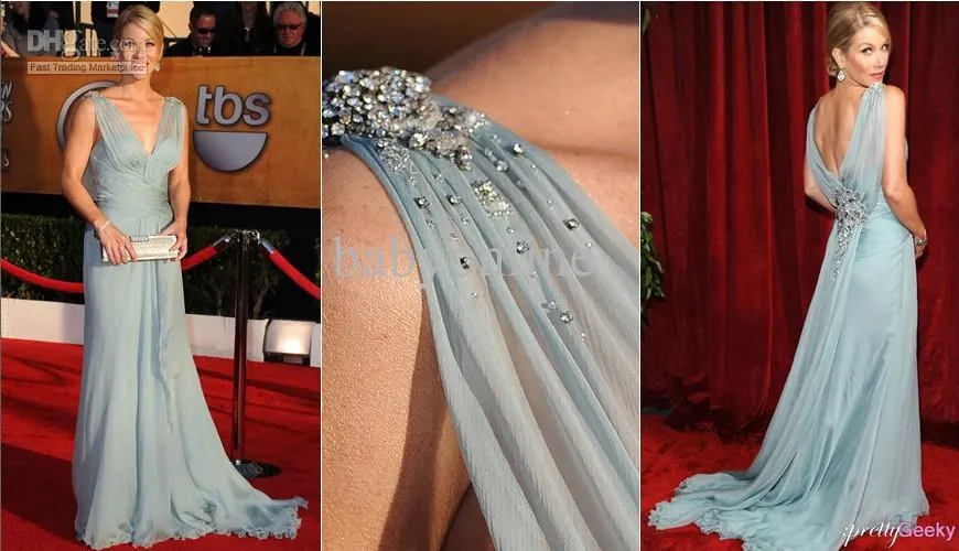 vestidos formales длинное шифоновое платье с v-образным вырезом Кристина Эпплгейт sage awards вечернее платье знаменитостей для матери невесты