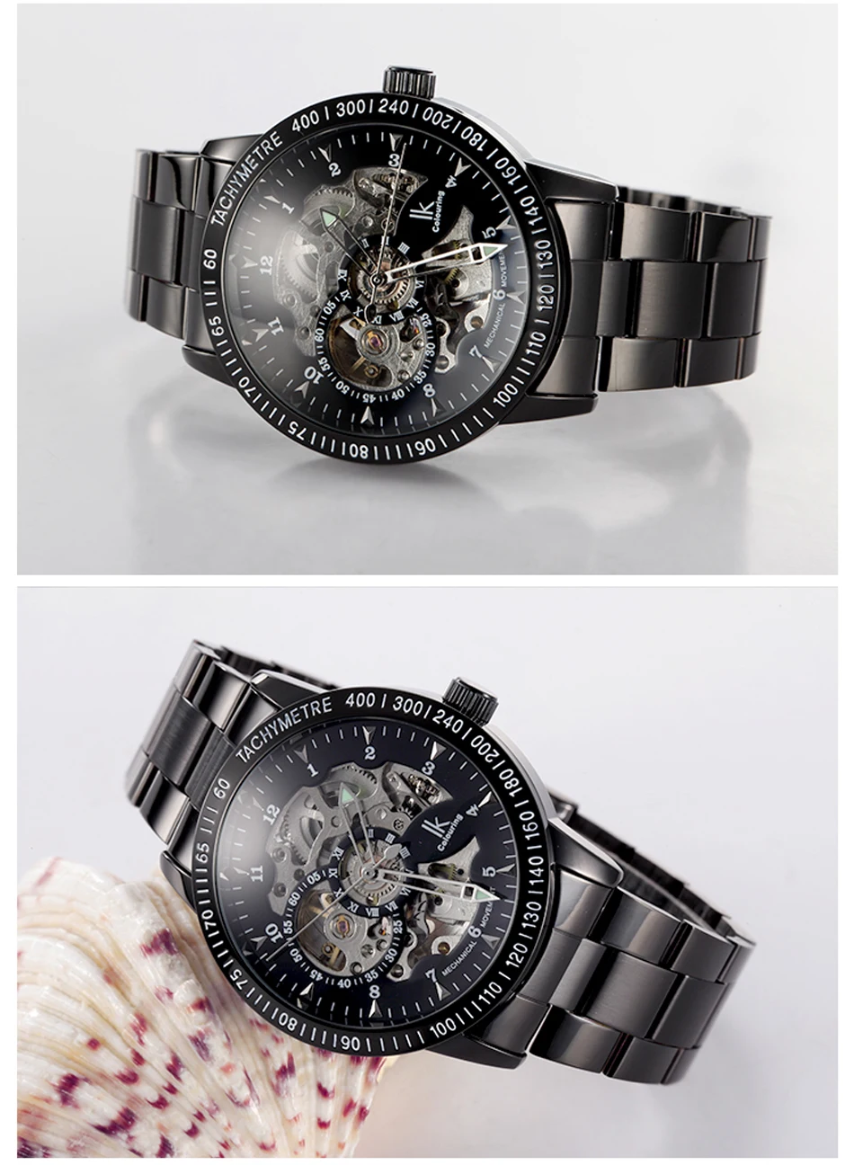 Роскошные брендовые светящиеся автоматические механические мужские часы из нержавеющей стали с прозрачным полым скелетом, военные часы