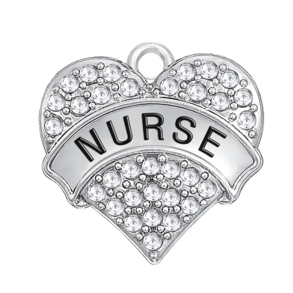 Моя форма 3 шт. с буквенным принтом медсестры прозрачным кристаллом сердце