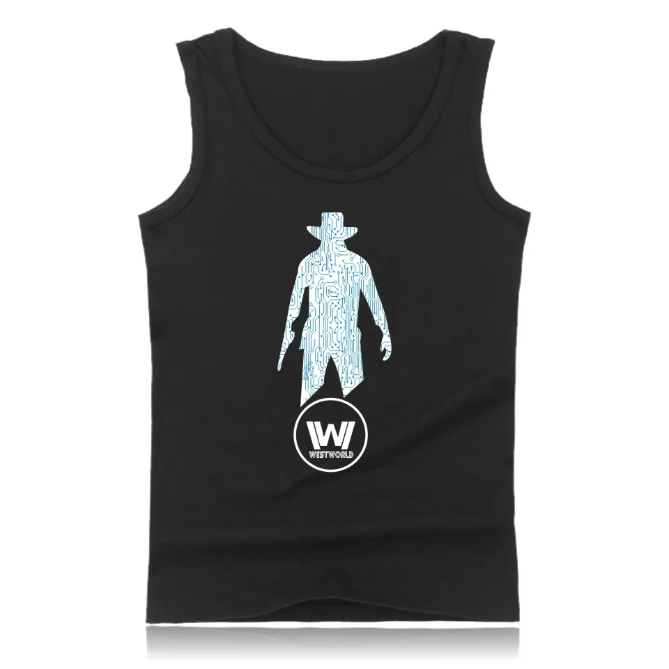 black Westworld летняя майка без рукавов для мужчин бодибилдинг и плюс размер хлопок упражнения тренировка майки одежда с логотипом - Цвет: black