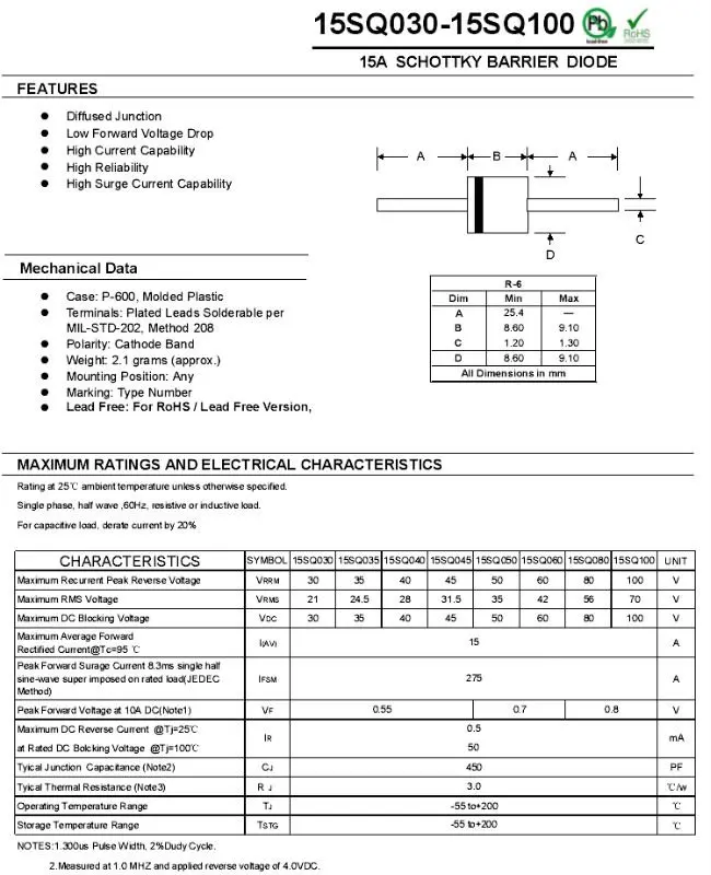 200 шт./лот-15A 45 V диод Шоттки, шлаковый Барьерный выпрямитель для солнечная панель своими руками