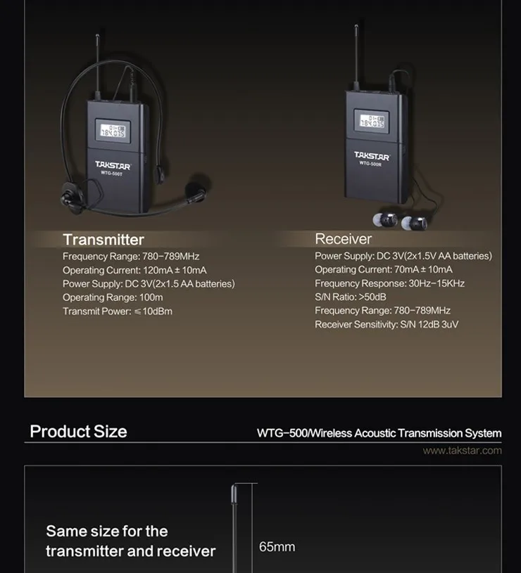 Takstar WTG500/WTG 500 UHF Беспроводная аудиосистема для туристического гида/синхронного перевода 1 передатчик+ 6 приемников