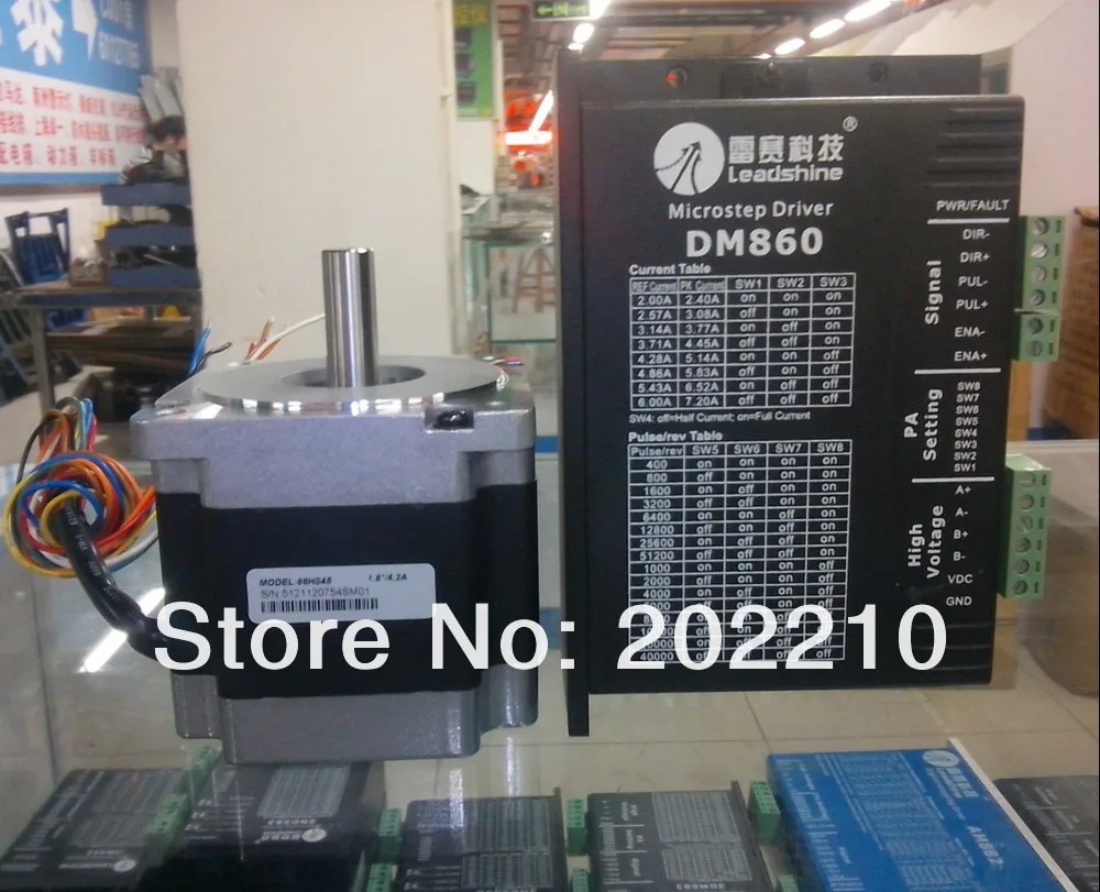 Новая система Leadshine цифровой шаговый DM860 накопители + 86hs45 шаговый двигатель NEMA 34 Набор хорошо работать в гравировки