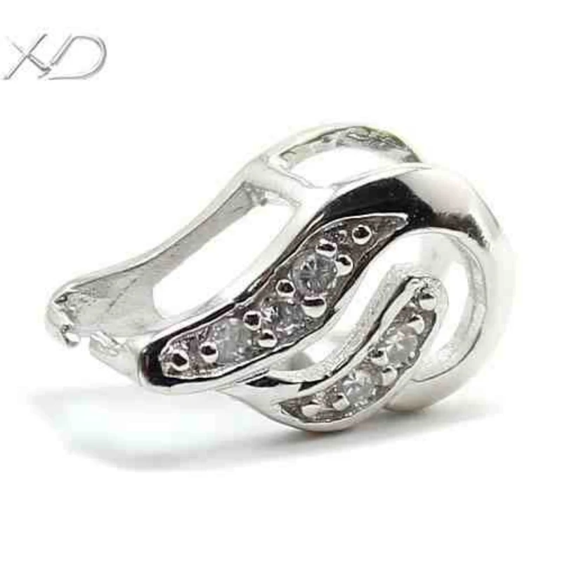 XD 925 sterling silver fancy pendant clasp with cz stones bail for