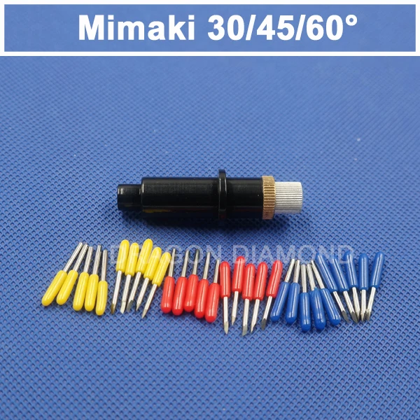 

Vinyl Cutter Plotter Mimaki blade holder 1pcs and 30pcs Mimaki Blades 30/45/60degree each degree 10pcs for cutting plotter