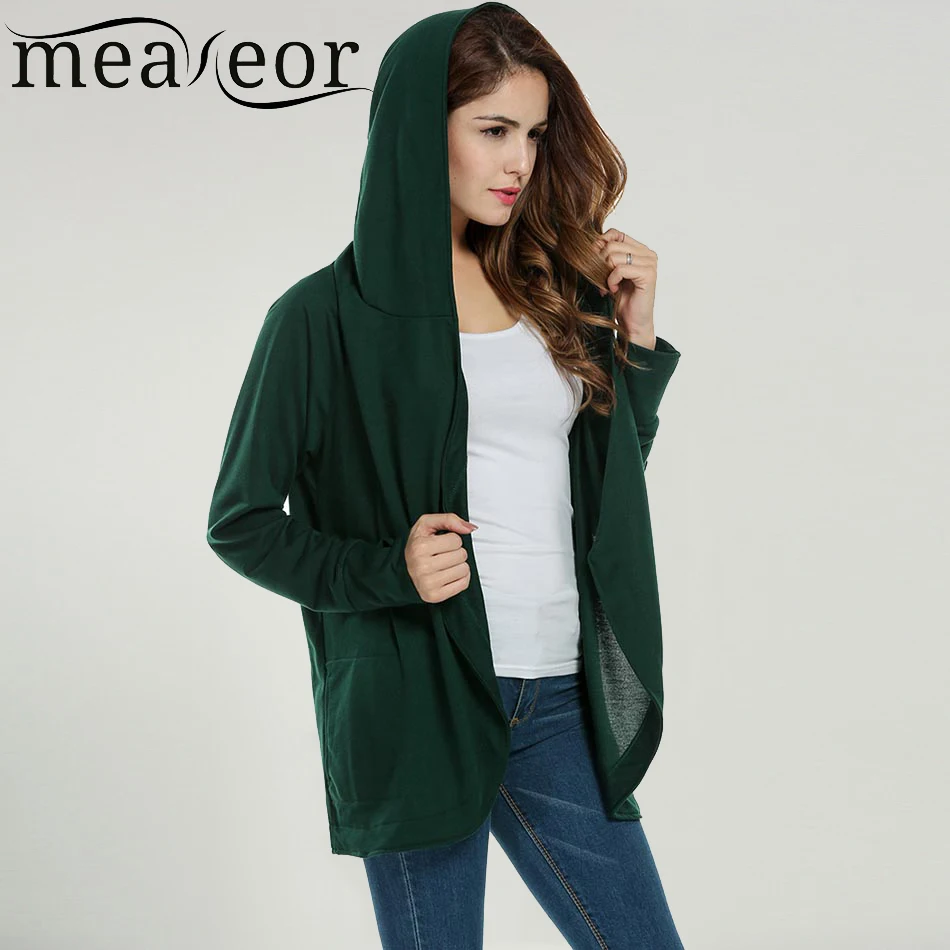 Бренд Meaneor женский короткий кардиган с капюшоном длинный рукав открытая передняя