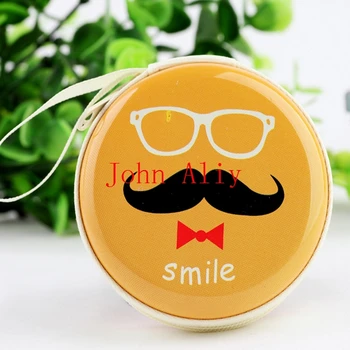 

Hot selling Big Beard Face Designs Round Portable Coin Wallet Purse Hard Key Earphone Holder Case Bag