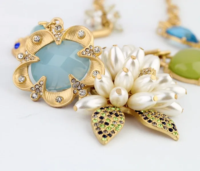 Крыло ЮК так большие ожерелья Collares Collier модные новые роскошные жемчужные цветочные эффектные Чокеры ожерелье очаровательные ювелирные изделия с фабрики