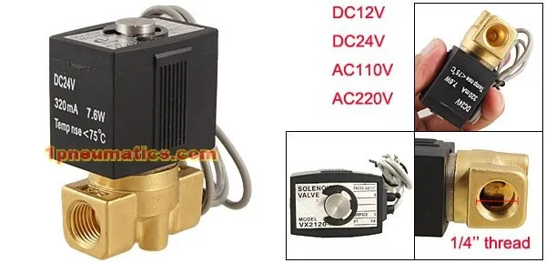 1/" Электрический электромагнитный клапан воздуха газ Дизель B20N 12VDC DC24V/AC110V или AC220V вариант VX2120-08