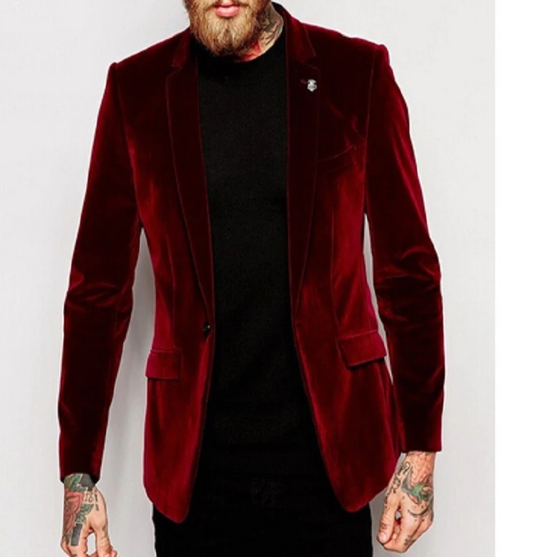 Centre Vent Garcons D Honneur Revers Cran Marie Smokings Velours Rouge Veste Avec Pantalon Noir Hommes Costumes De Mariage Meilleur Costume D Homme Aliexpress