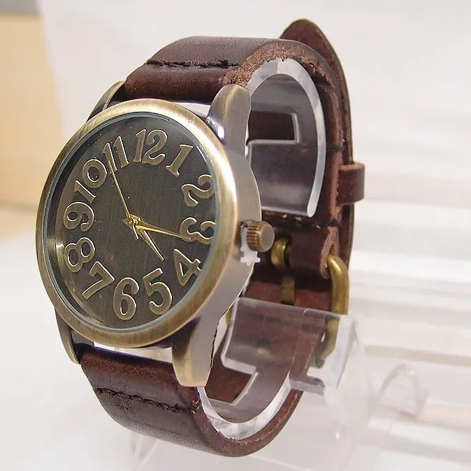 Лидер продаж винтажные часы из натуральной коровьей кожи для мужчин и женщин в стиле панк, военные кварцевые наручные часы Relogio Masculino KOW042