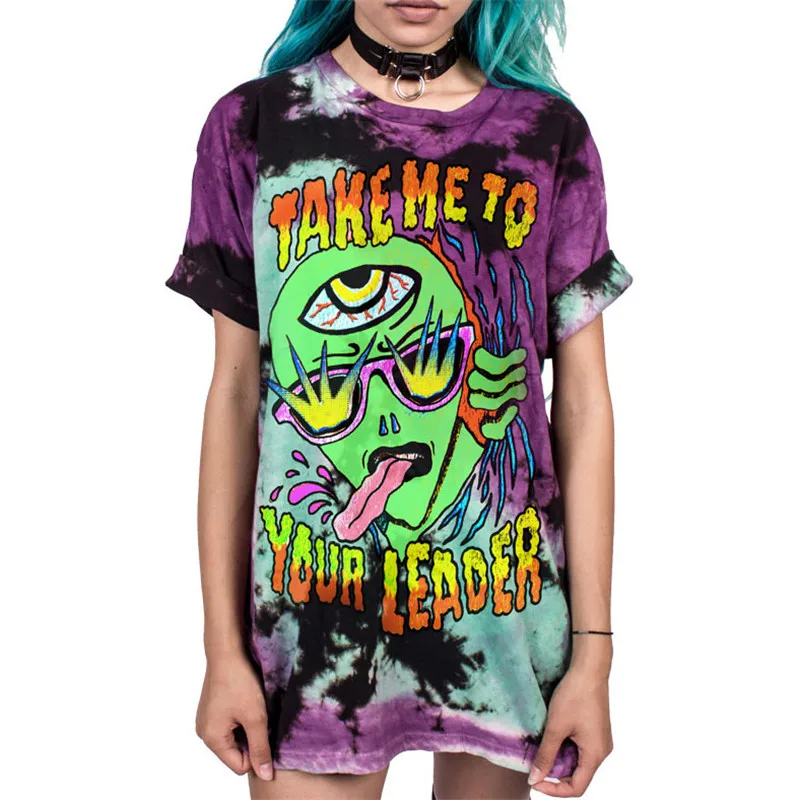 Летняя футболка SOSHIRL в стиле Харадзюку панк крутая женская хип-хоп свободная с