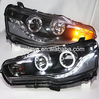 

2008-2013 year For Mitsubishi For Lancer Exceed LED Angel Eyes Head lights Black housing LD